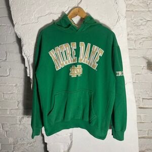 Notre‎ Dame Fighting Irish Green Gold Arch Logo Hoodie Sweatshirt Mens Small